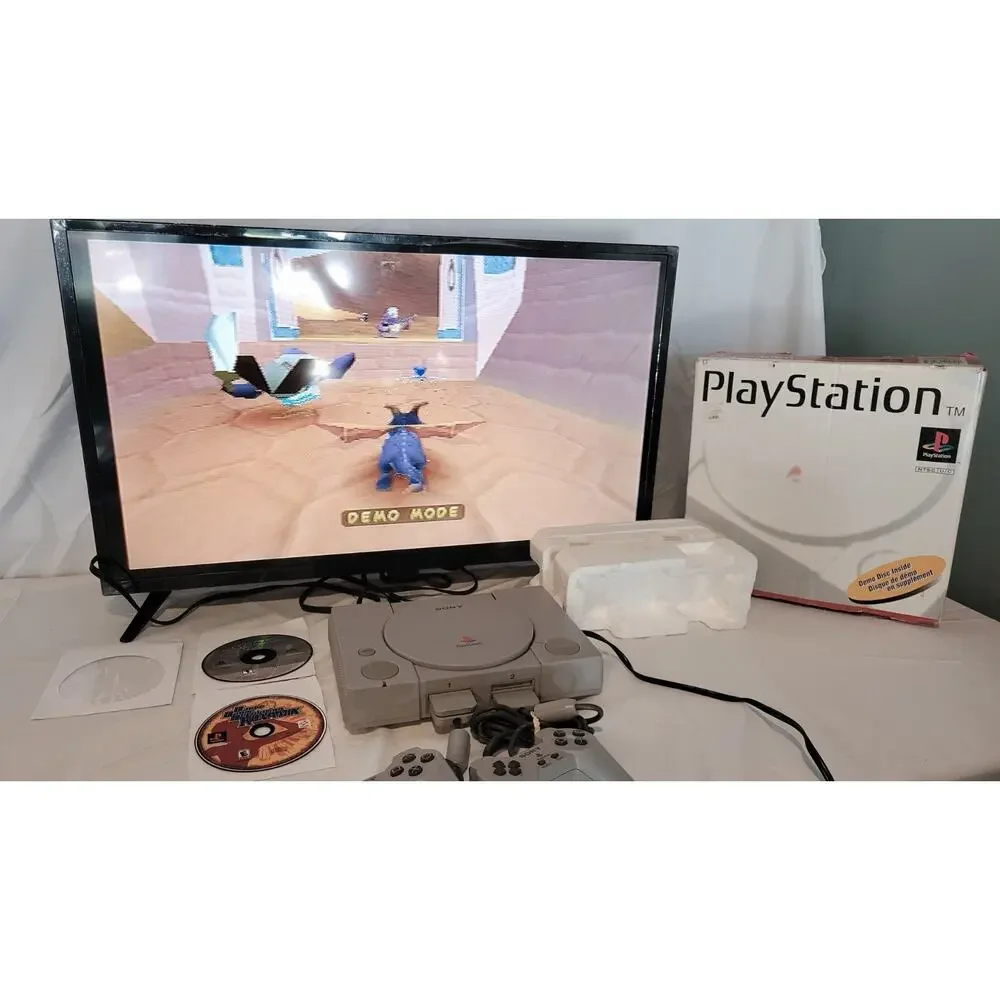 Sony PlayStation PS1 Console Bundle CIB Original Box DDR Game 2 Controllers Mem